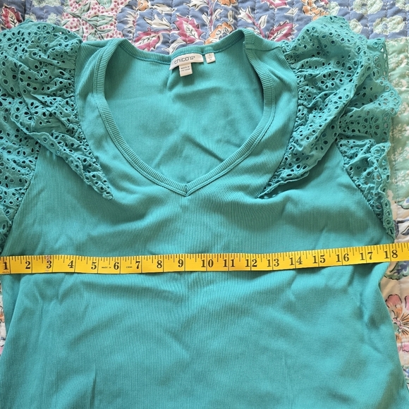 Chico's Blue Ruffled Sleeveless Blouse - Picture 6 of 6